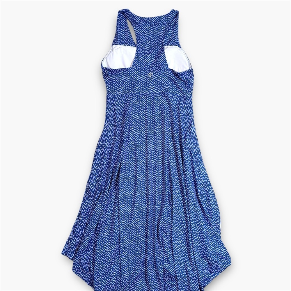 Krimson Klover Piper Dress Large Blue UPF 40 Stretch Athletic Bra Pockets Midi - Picture 11 of 13